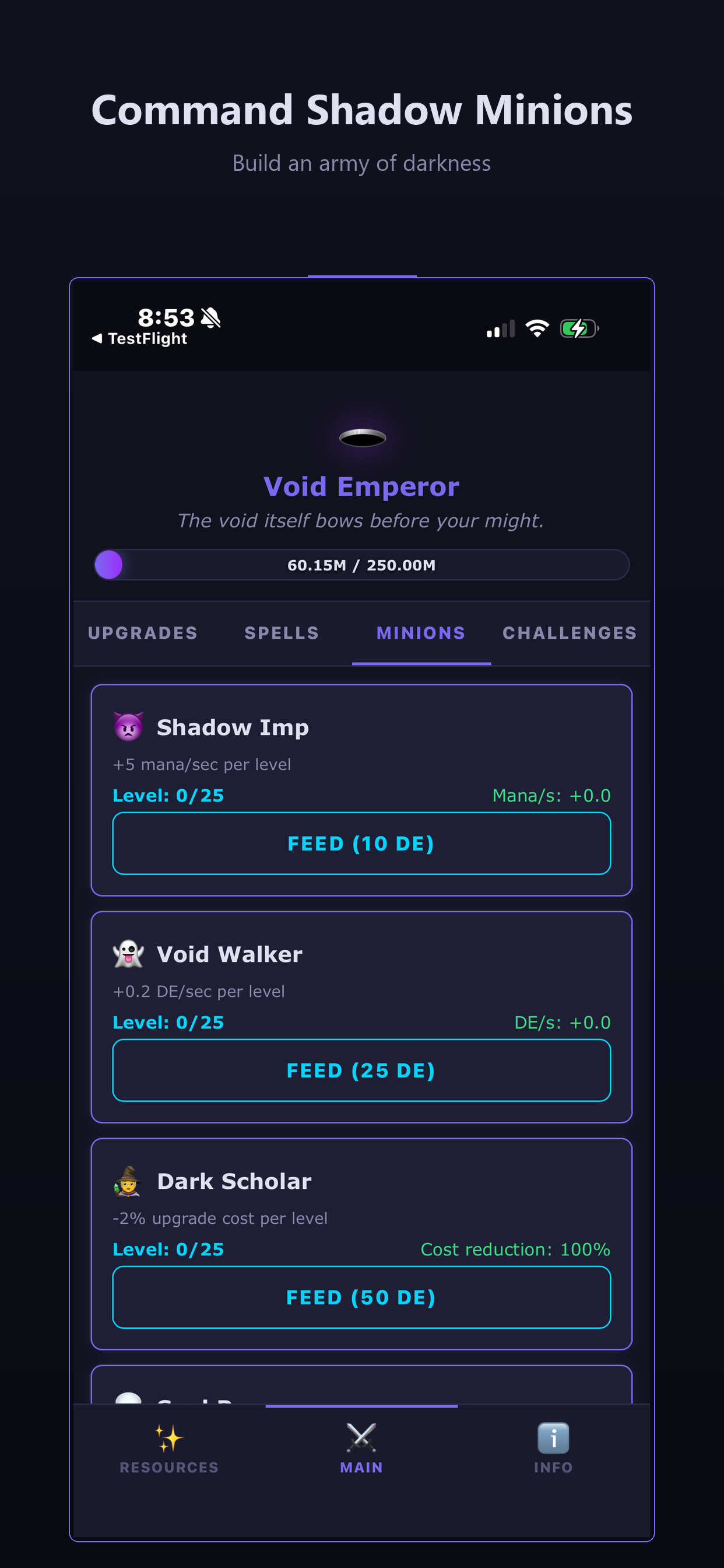 Minion companions panel