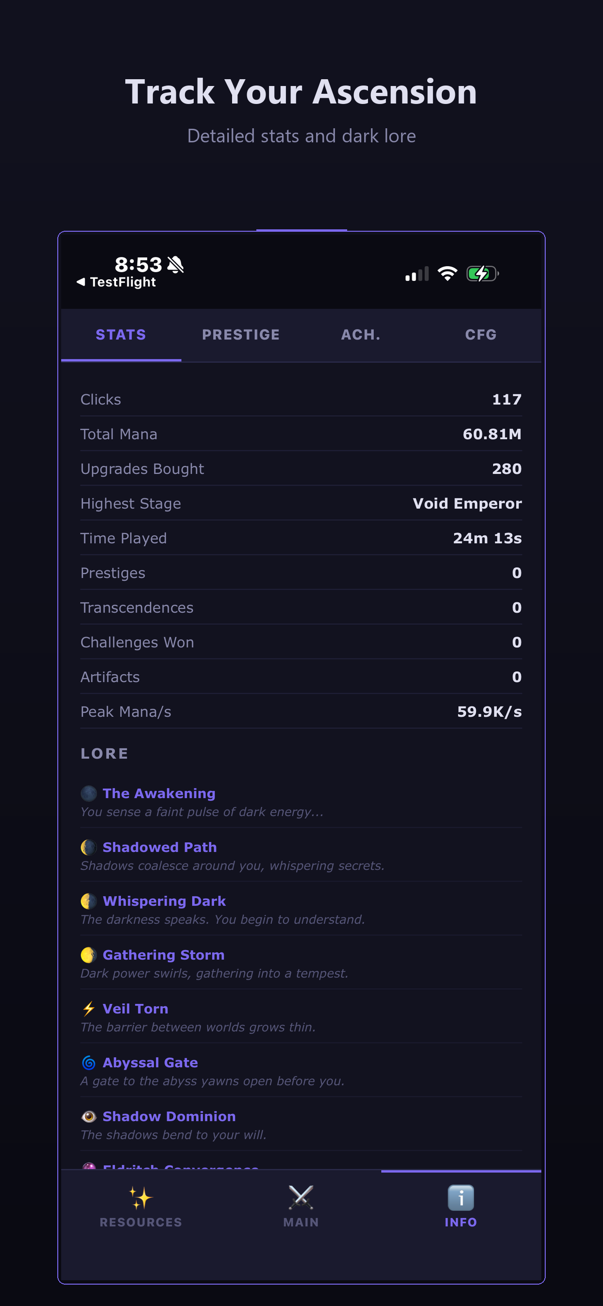 Stats and trophies dashboard